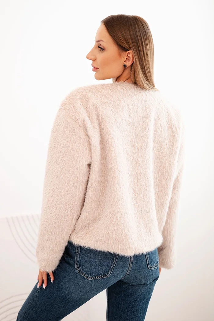 Kesi Włoski Women's fur jacket without fastening beige