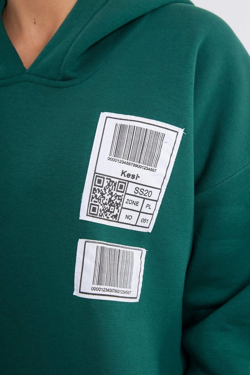Kesi Hooded sweatshirt with patches green