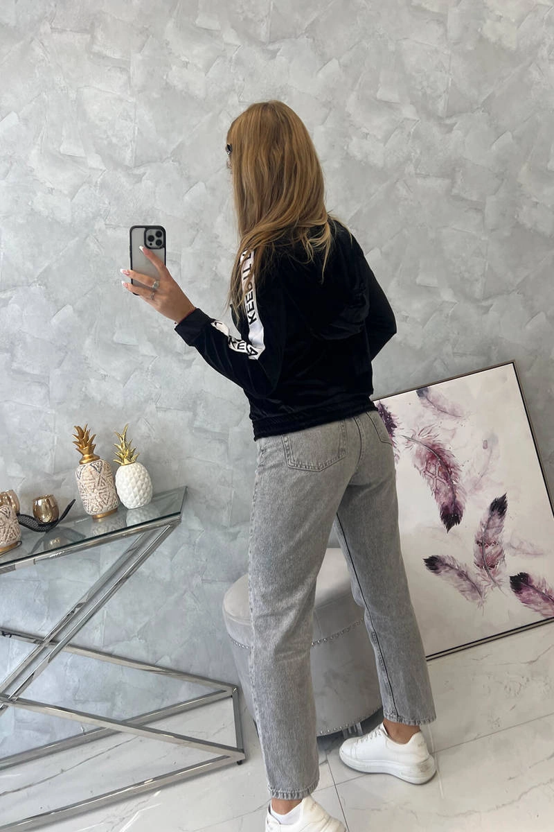 Kesi Velor sweatshirt with a hood black