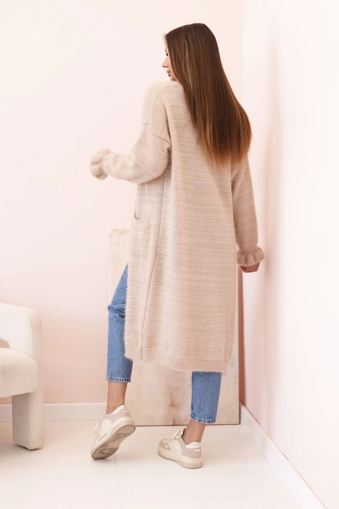 Kesi Włoski Women's cardigan with wool in colorful stripes pink