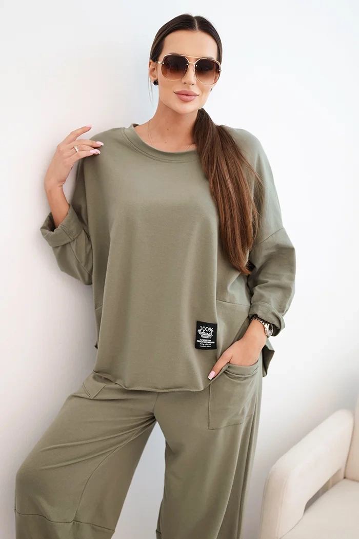 Kesi Włoski Cotton set sweatshirt + pants light khaki
