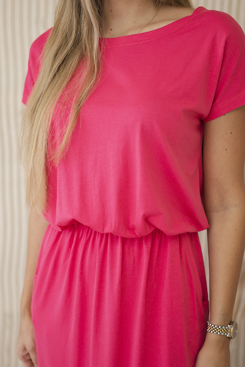 Viscose dress with fuchsia pockets