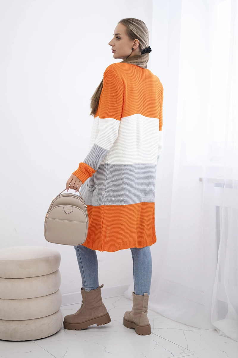 Cardigan Sweater on Straps Orange+Ecru