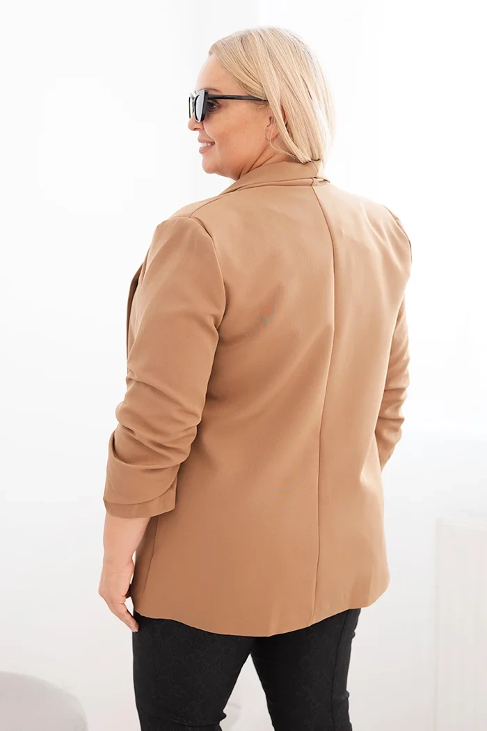 Kesi Włoski Women's Plus Size unbuttoned blazer with lining XL/2XL camel