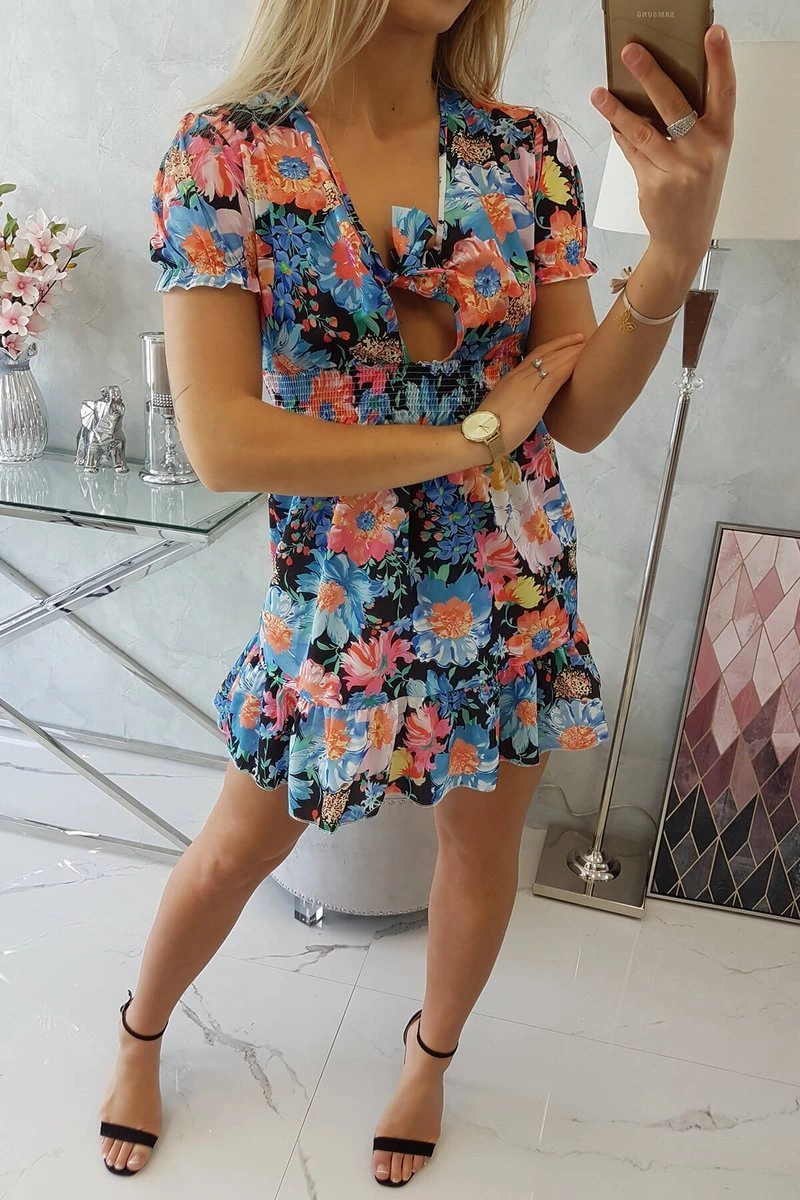 Black floral dress with V-neck