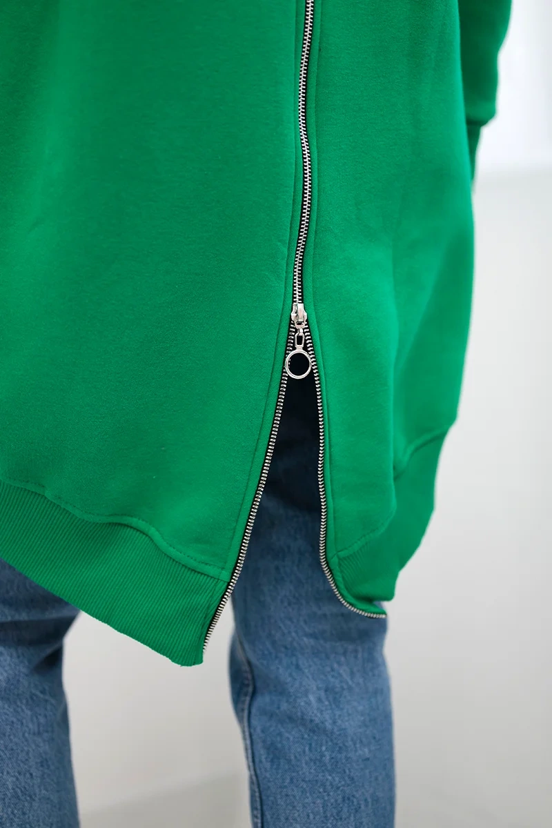 Insulated sweatshirt with back zip green