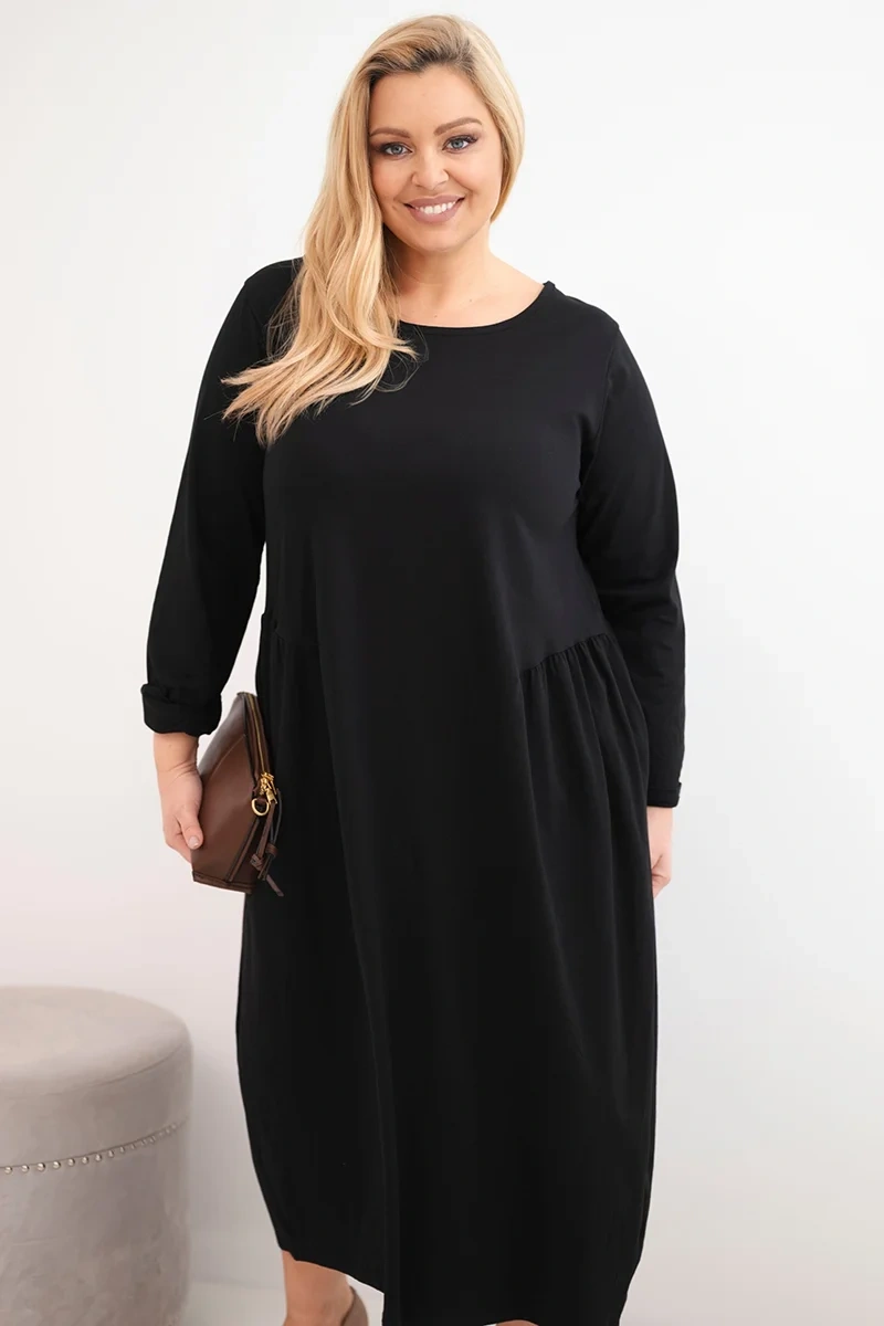 Plus size šaty s dlouhými rukávy