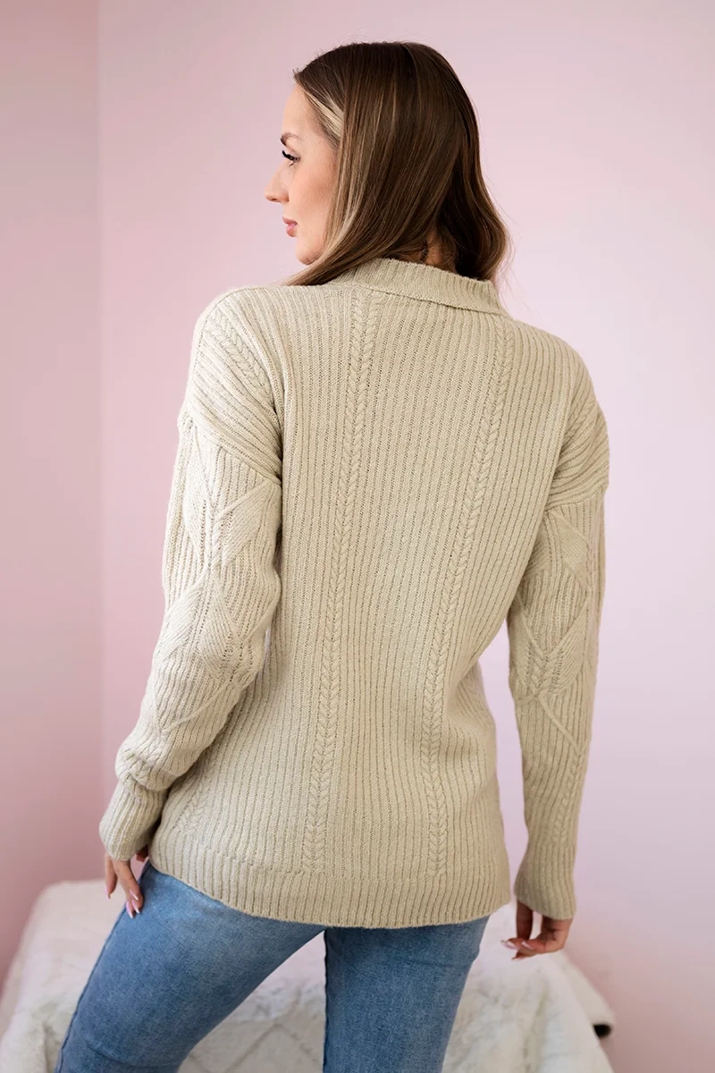 Pullover sweater with fashionable beige fabric
