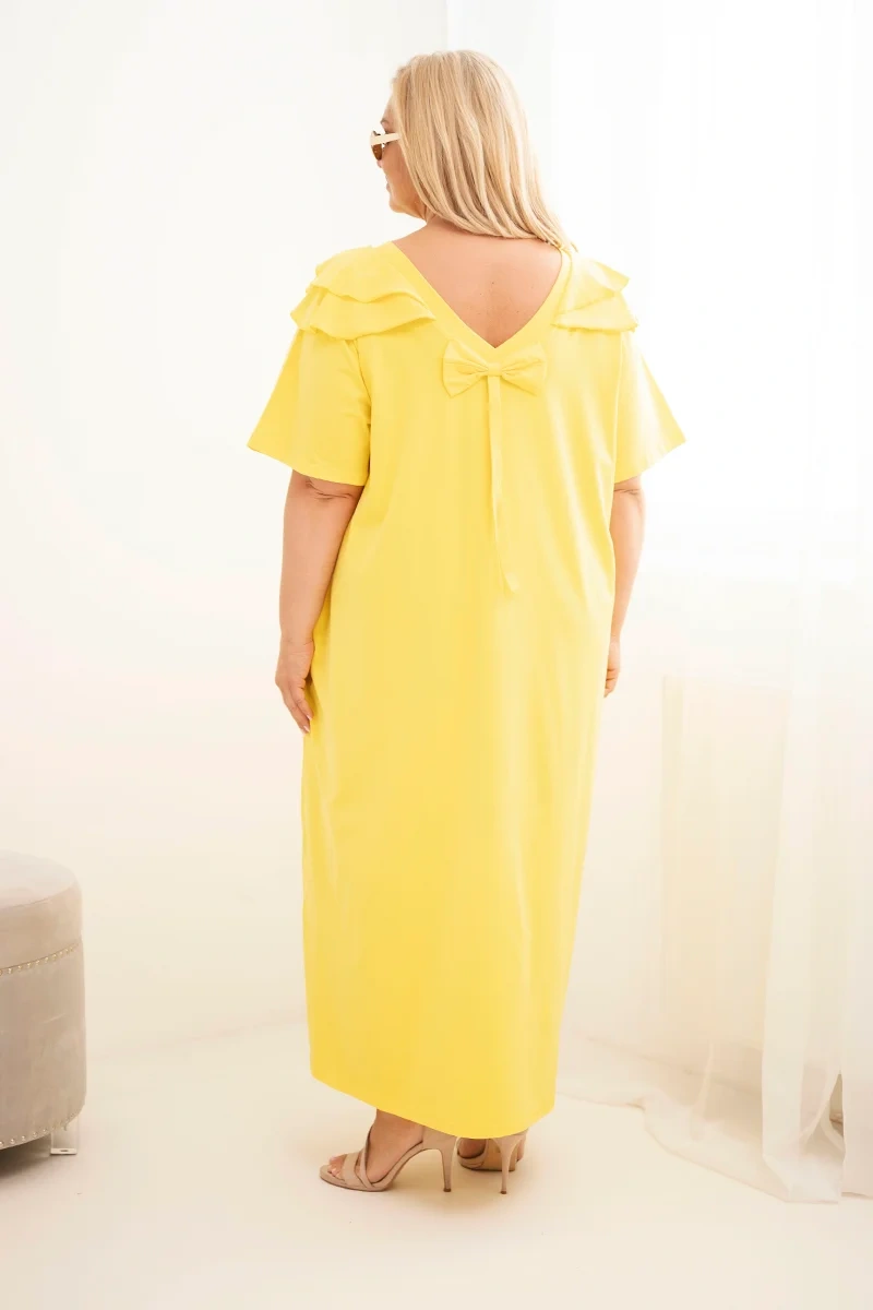 Kesi Dámske plus size šaty s volánmi žlté