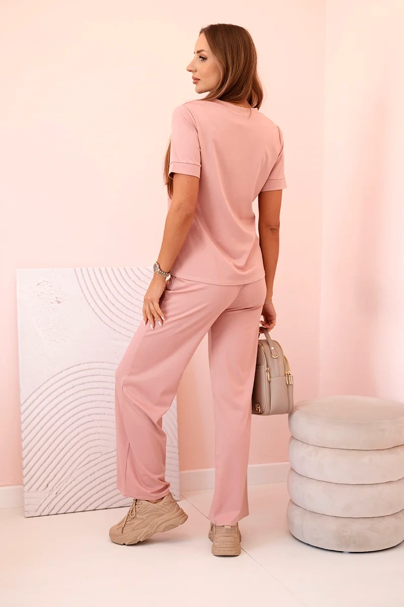 Kesi Włoski Women&#039;s viscose set with short sleeves and long pants dark pink