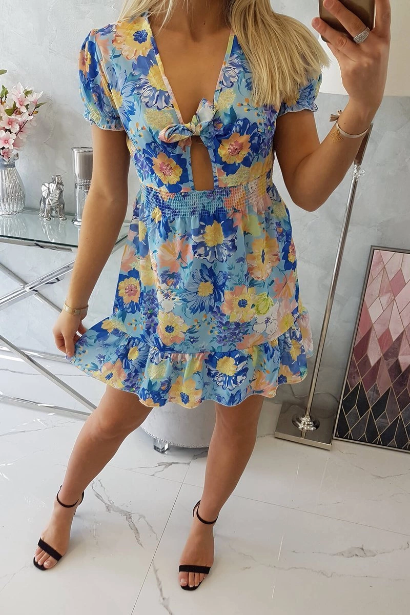 Blue floral dress with V-neck