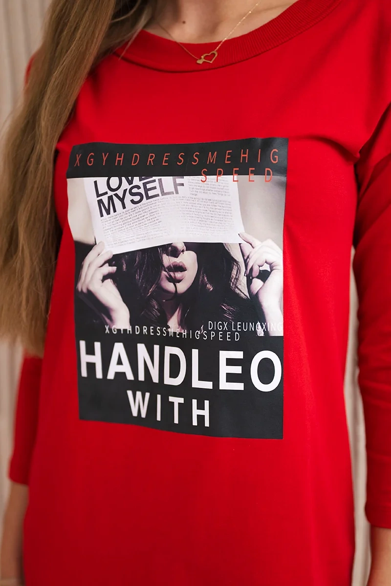 Dress with print Handle with red