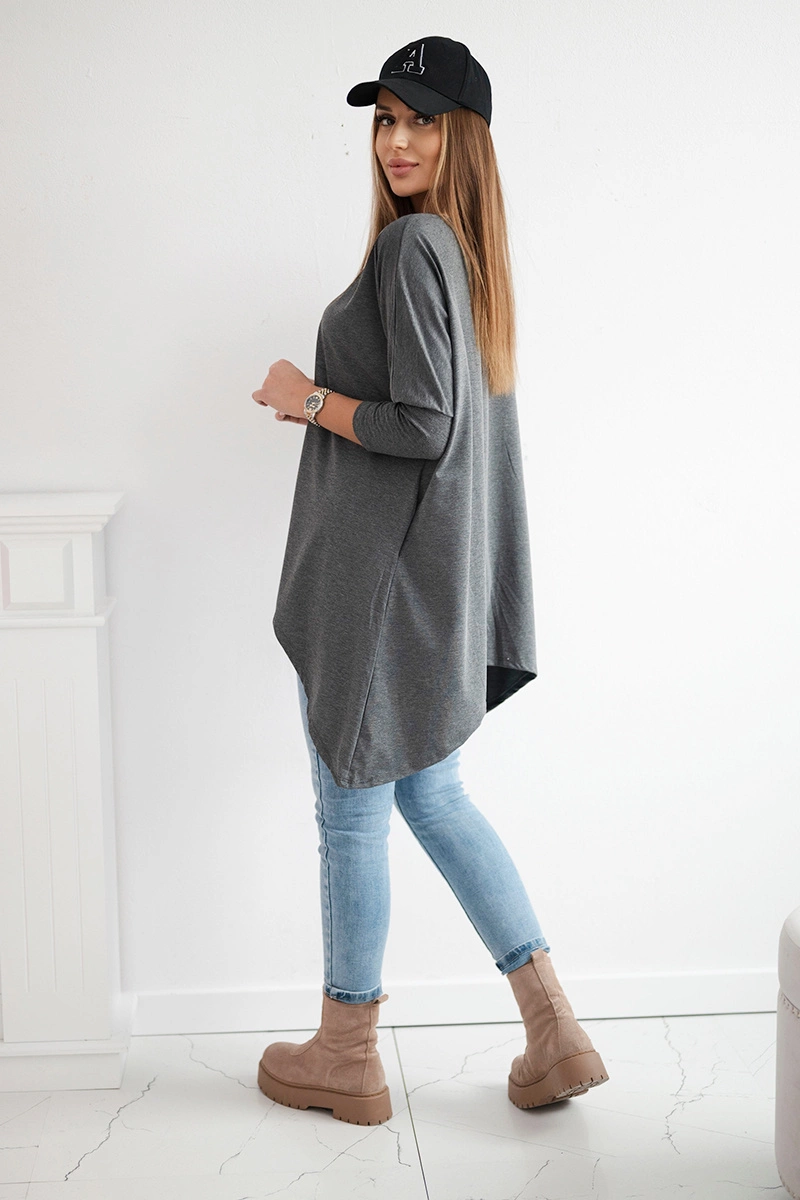 Oversize blouse in graphite melange