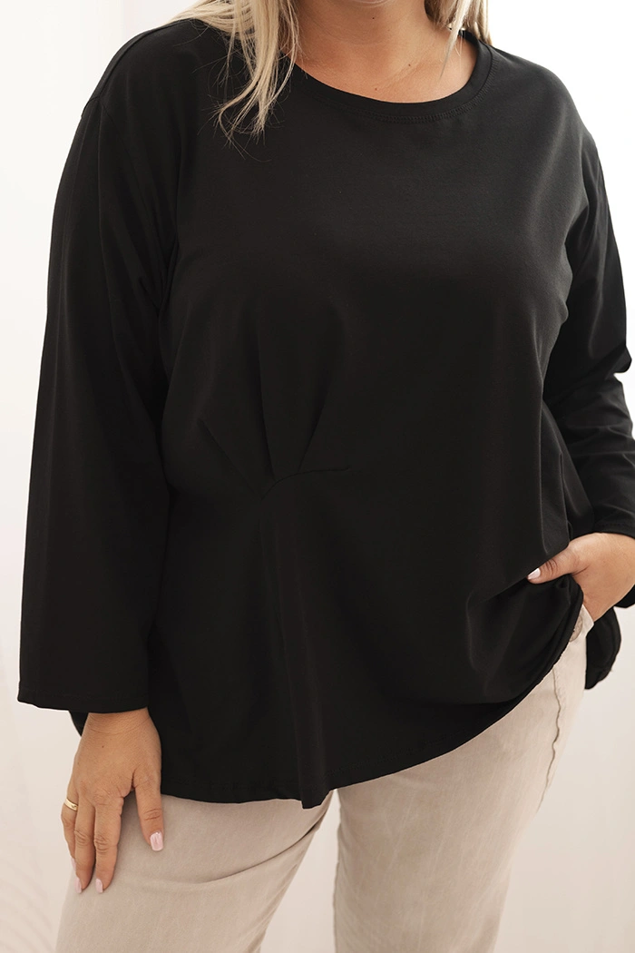 Kesi Włoski Dámska blúzka Plus Size z bavlnou s vreckom a zrolovaným rukávom kiwi