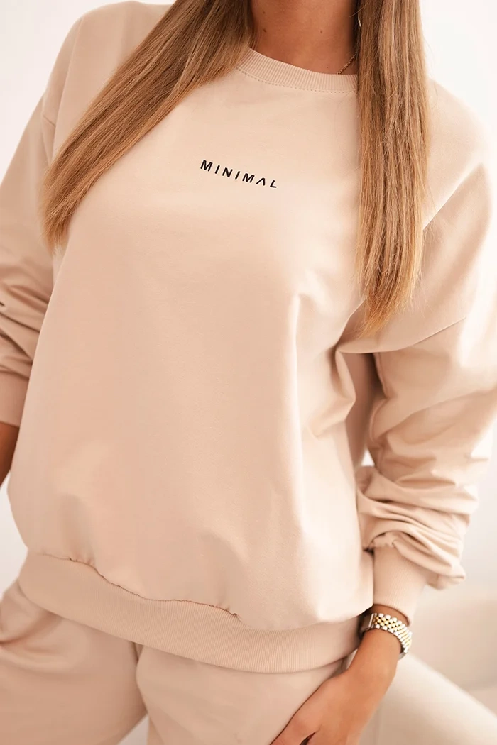 Polski Women&#039;s cotton set with Minimal print beige