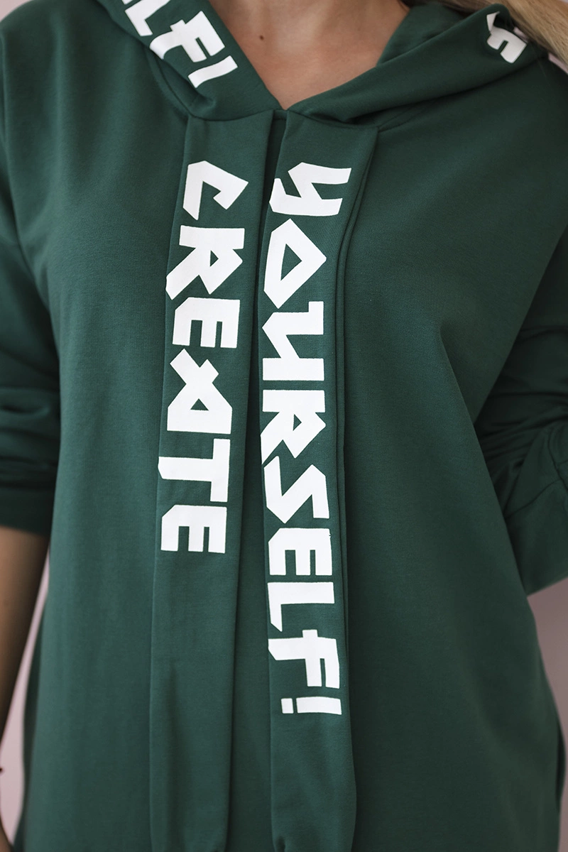 Oversize hooded dress dark green