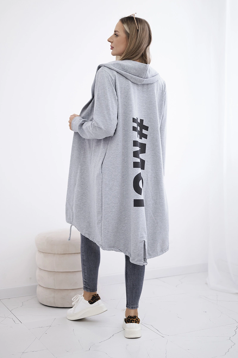 Cardigan with oversize print grey