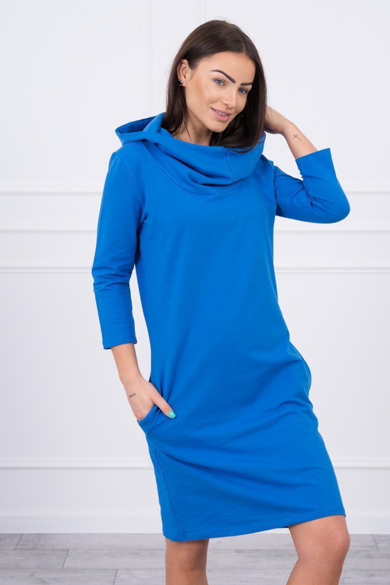 Dress with hood and pockets purple-blue