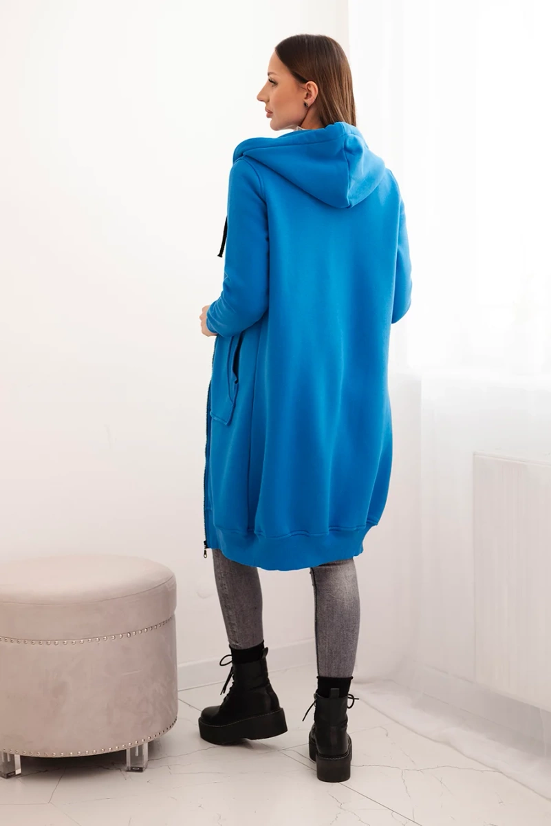 Long insulated hoodie - purple blue