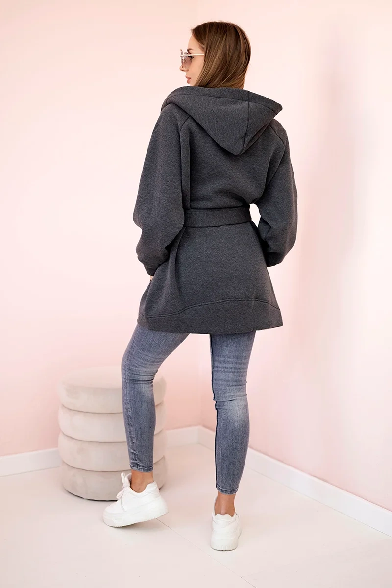 Insulated raincoat with graphite waist tie