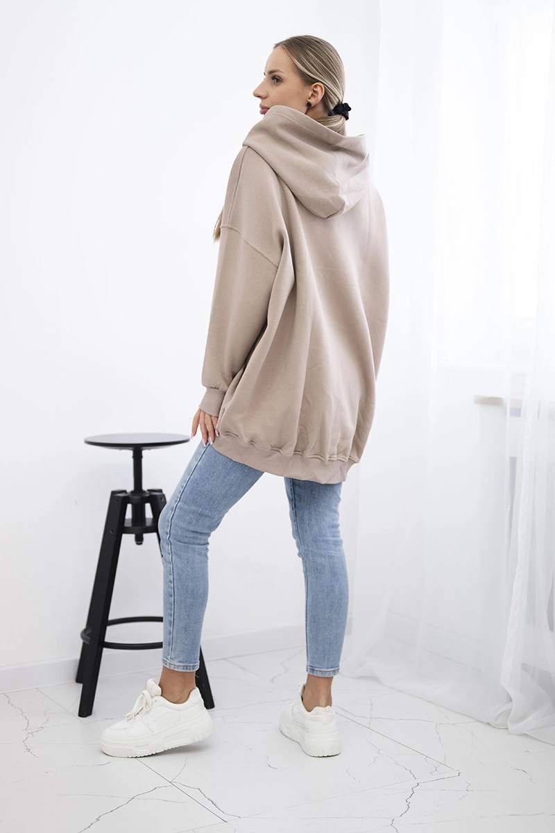 Insulated sweatshirt with strawberry motif dark beige