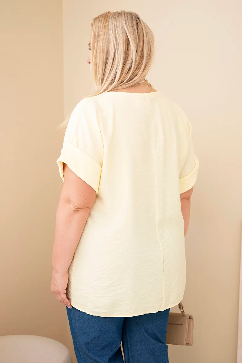 Kesi žltá viskózová blúzka plus size