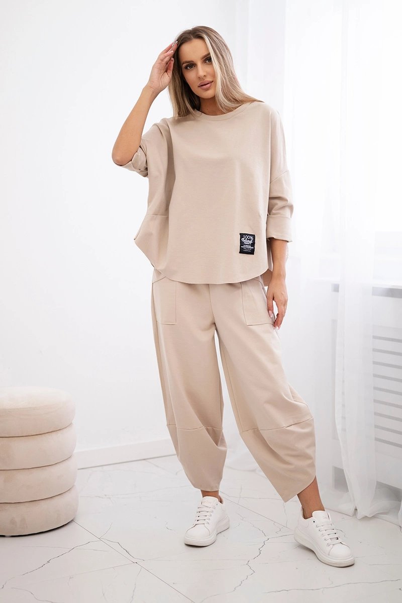 Punto Milano Winter Sweatshirt + Pants Beige Set