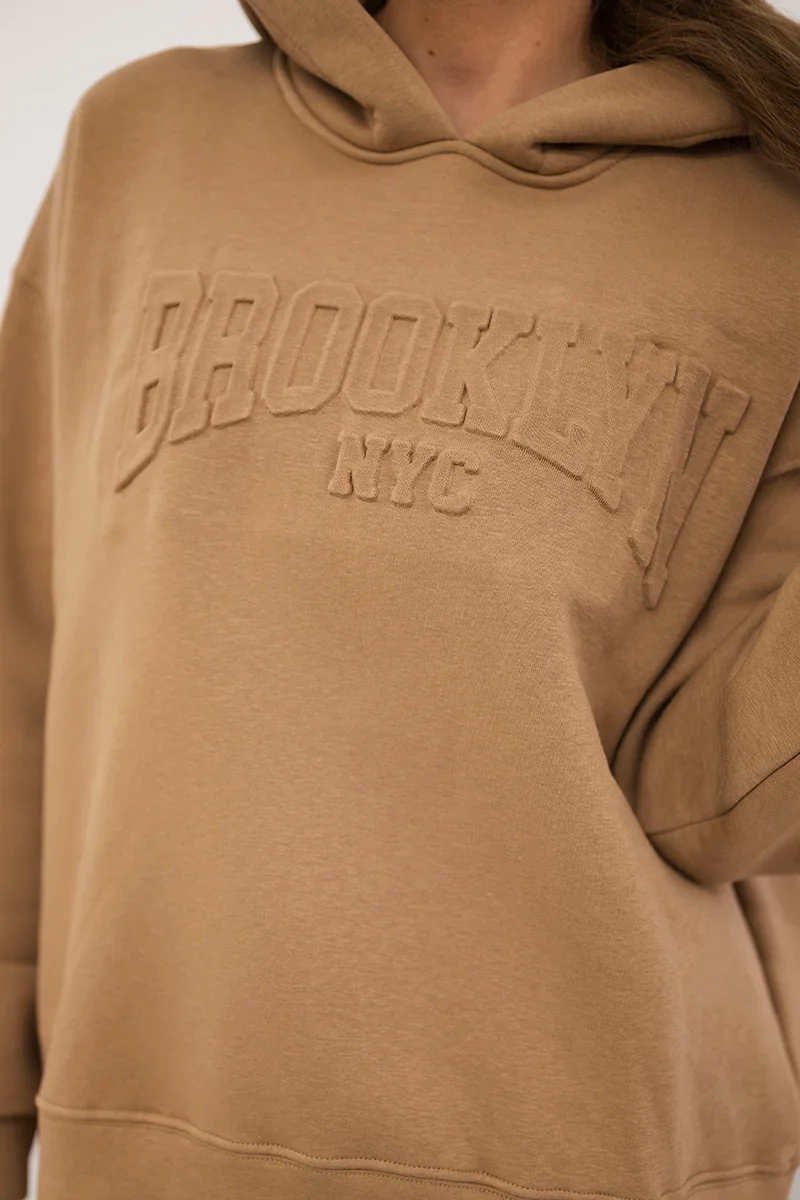 Insulated cotton set, sweatshirt + pants Brooklyn camel