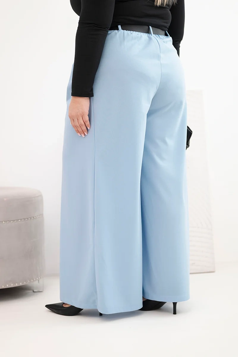 Dámske plus size nohavice s opaskom modré