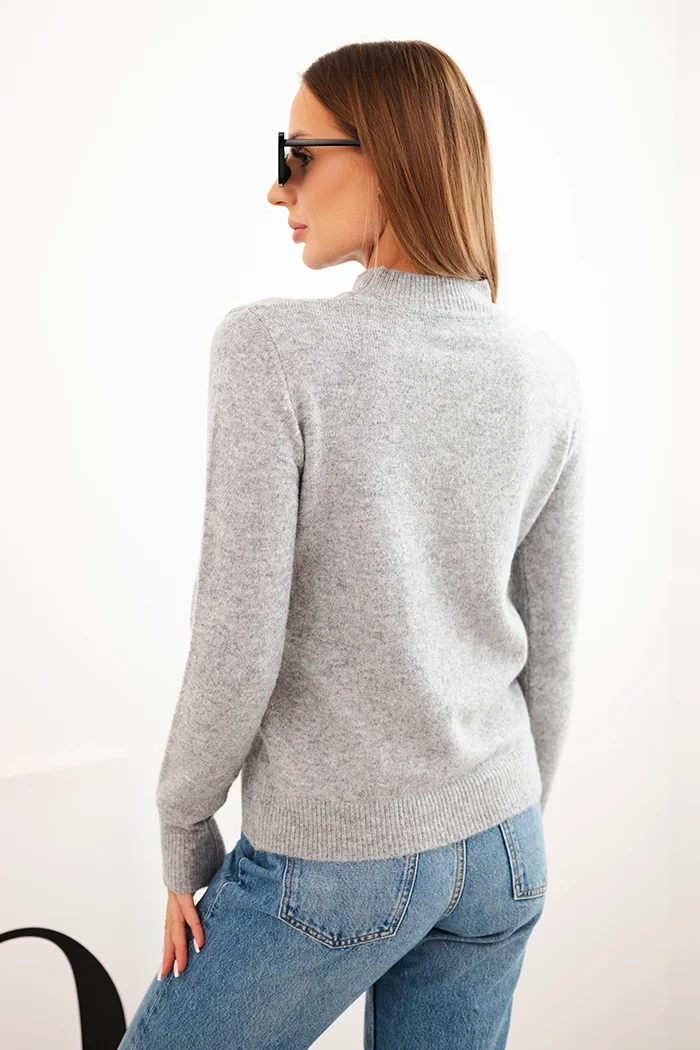 Kesi Włoski Women's sweater with a half-turtleneck made of soft knit gray