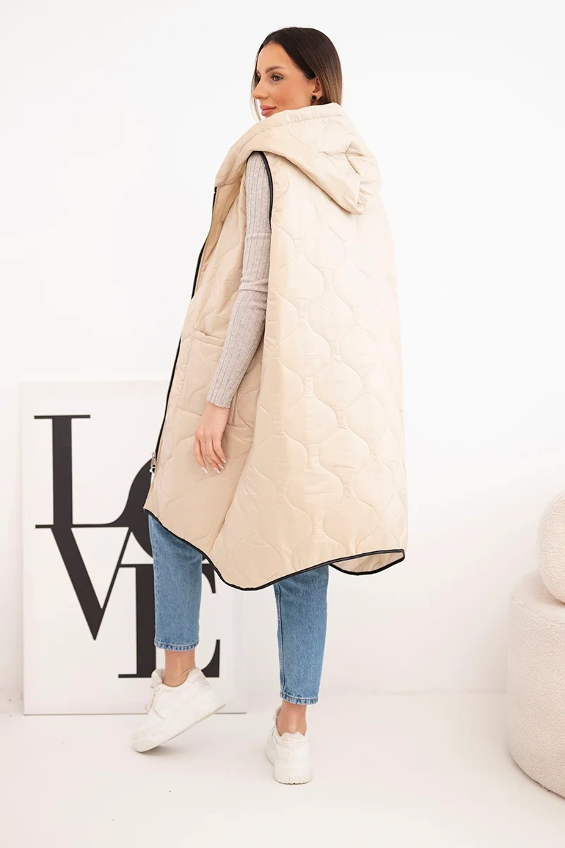 Kesi plus-size prešívaná vesta s kapucňou