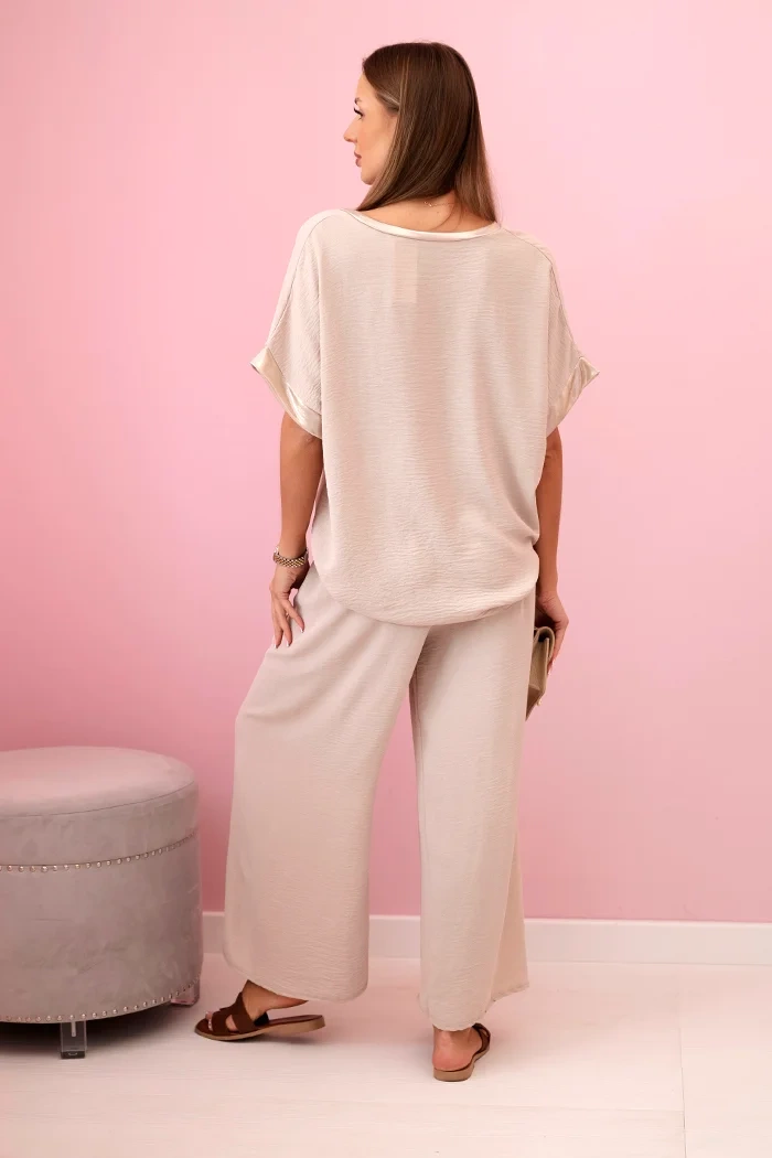 Kesi Włoski Viscose set with golden trim dark beige