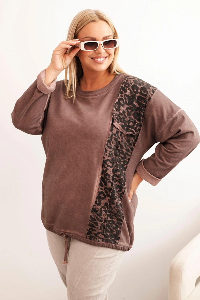 Kesi Włoski Women&#039;s Plus Size washed hoodie with a print graphite