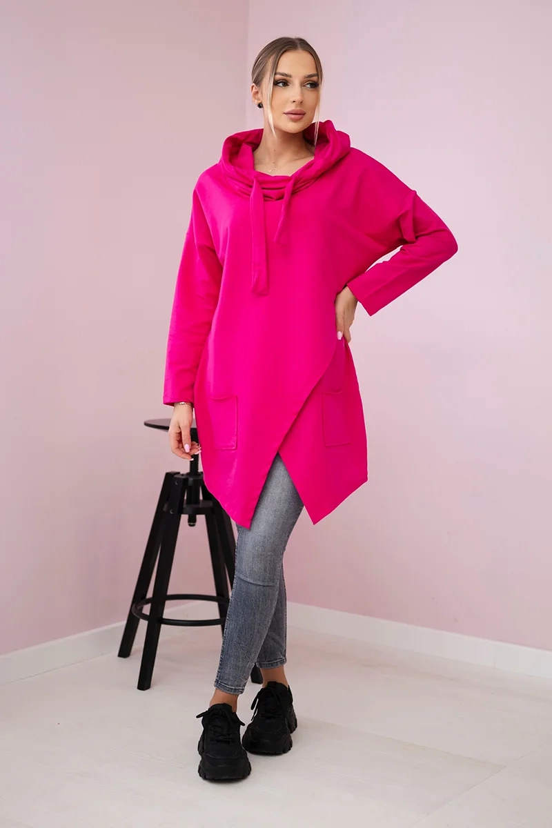Tunic with a clutch in front dark Oversize fuchsia