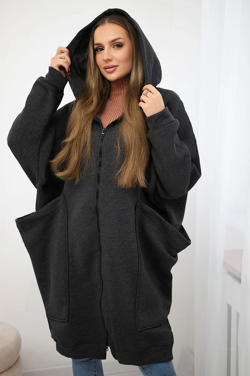 Oversize insulated graphite sweatshirt