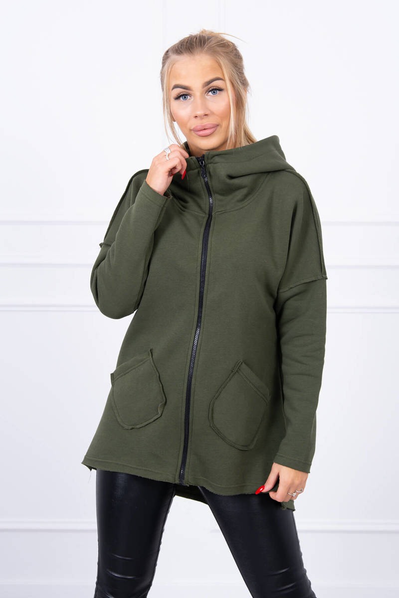 Insulated Sweatshirt With A Longer Back And Khaki-coloured Pockets