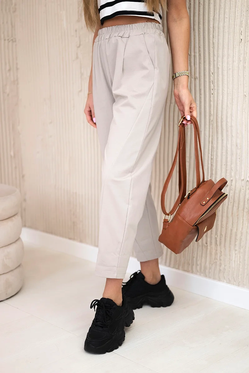 Kesi Włoski Trousers with pockets Summer Punto beige