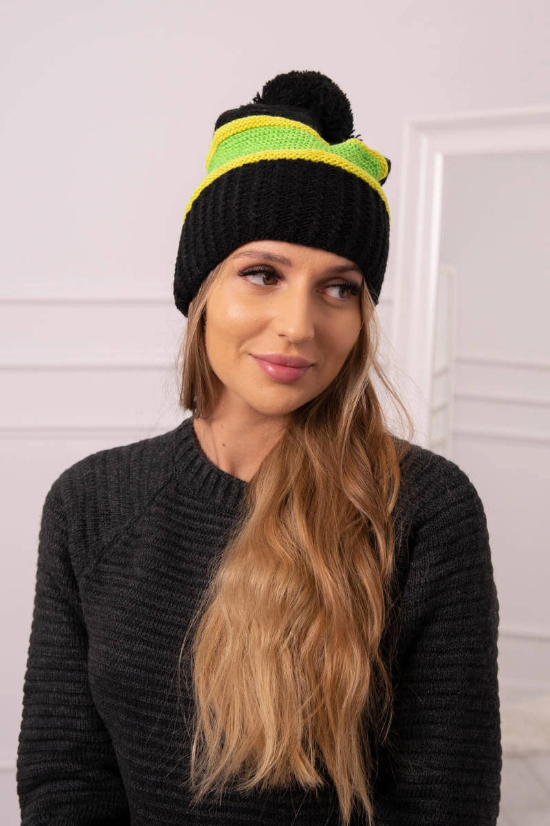 marka niezdefiniowana Kinga dámská čepice K297 black+kiwi+green neon