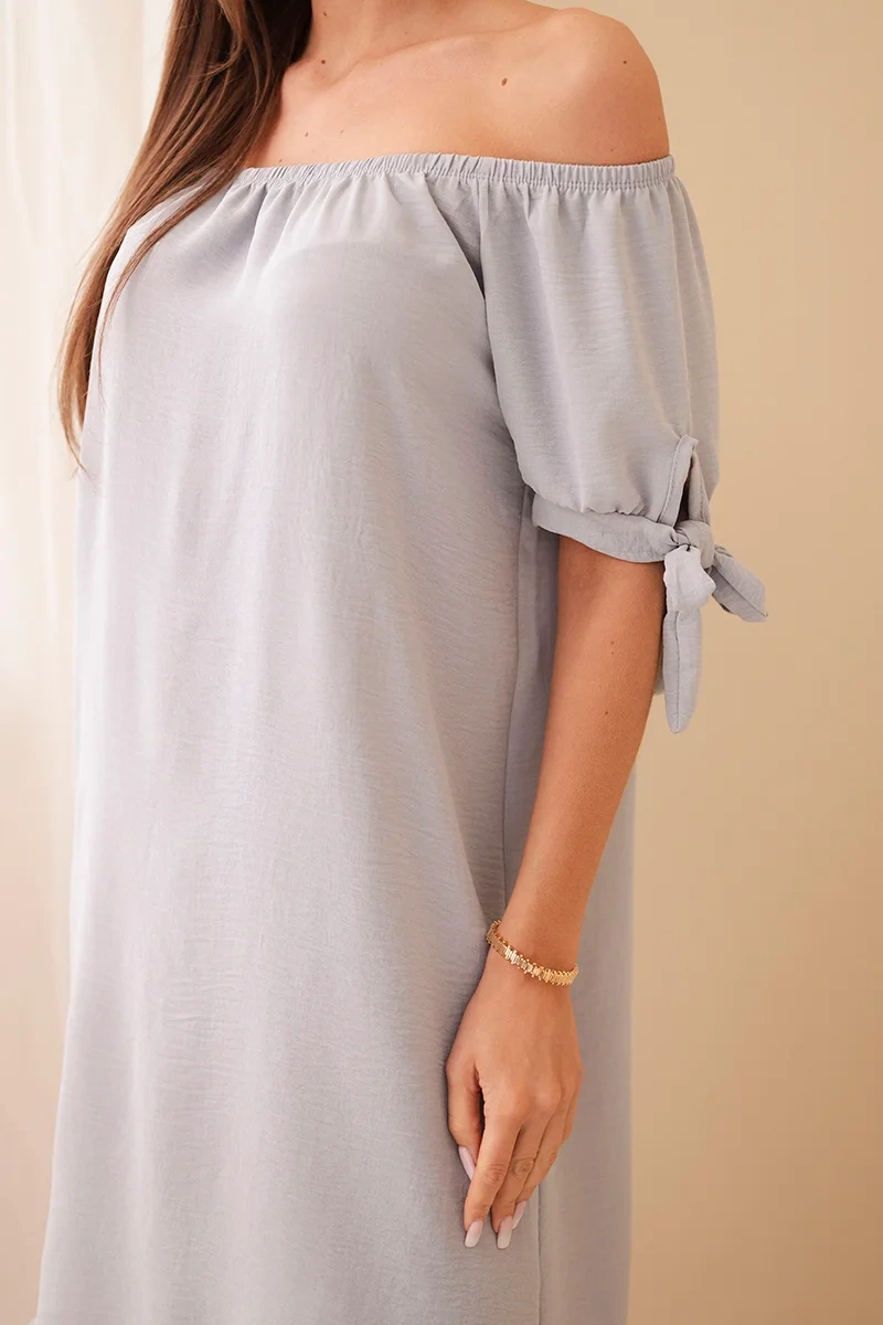 Dress with ties on the sleeves - grey