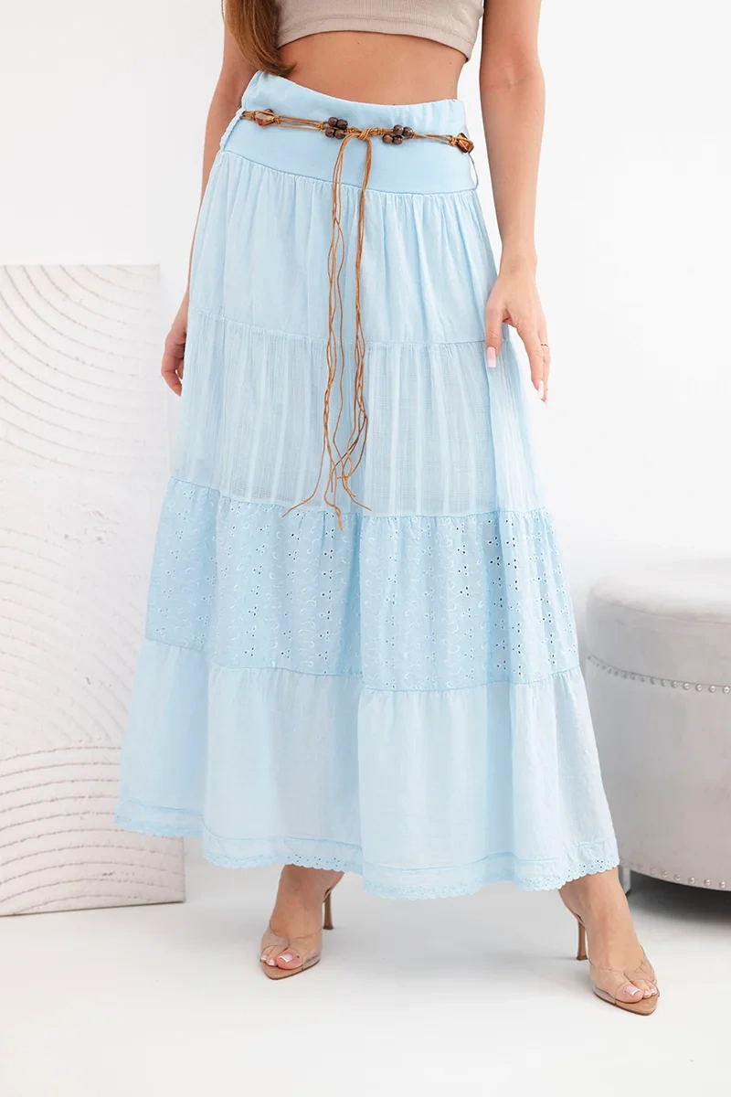 Maxi bavlněná sukně s výšivkou