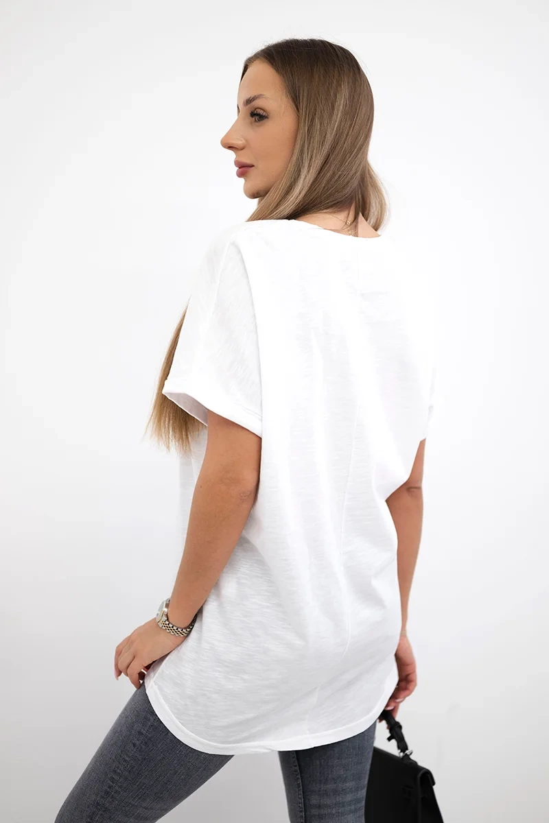 Cotton blouse with pocket white