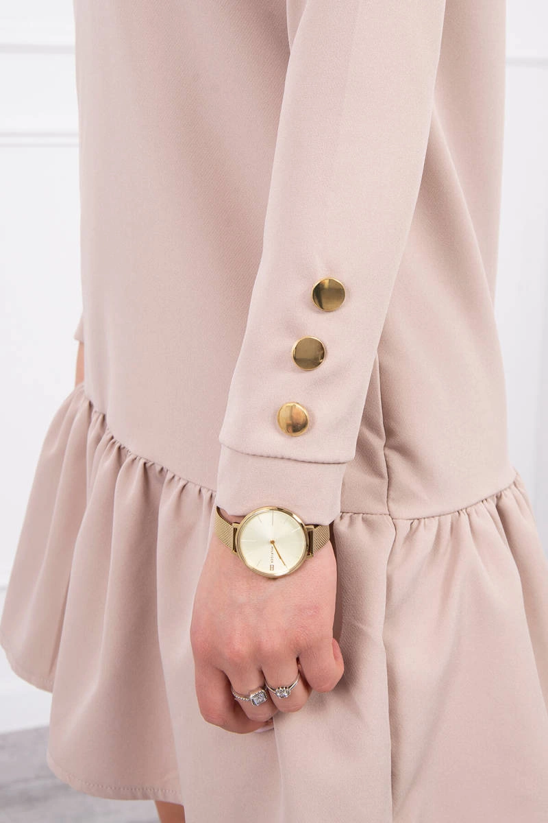 Dress with ruffle beige