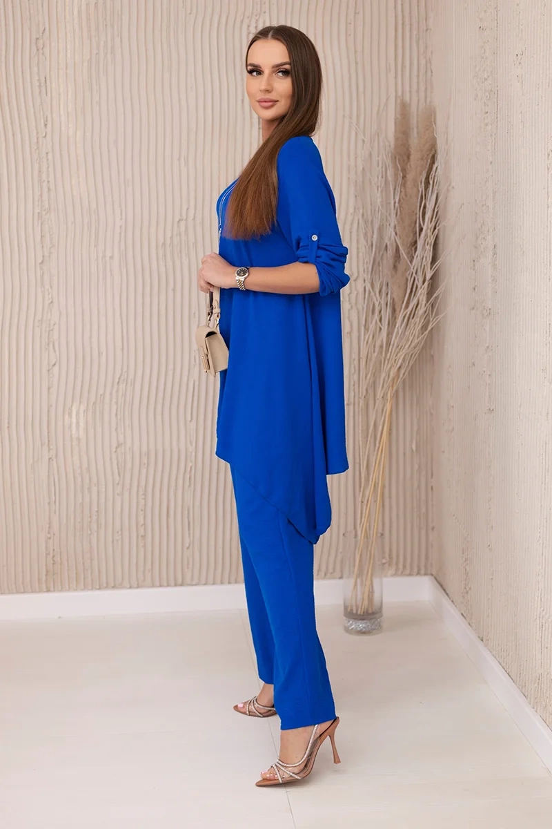Set blouse + trousers with pendant cornflower blue