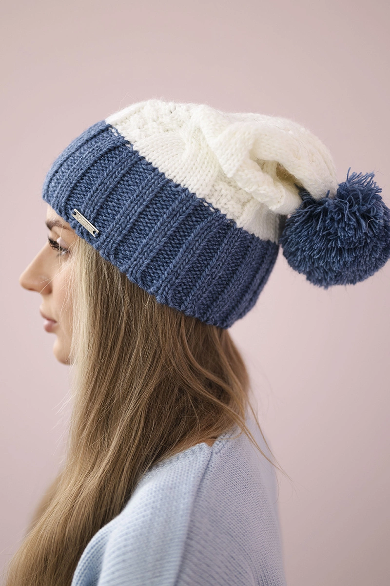 marka niezdefiniowana Cap with fleece Paris K212 white+jeans