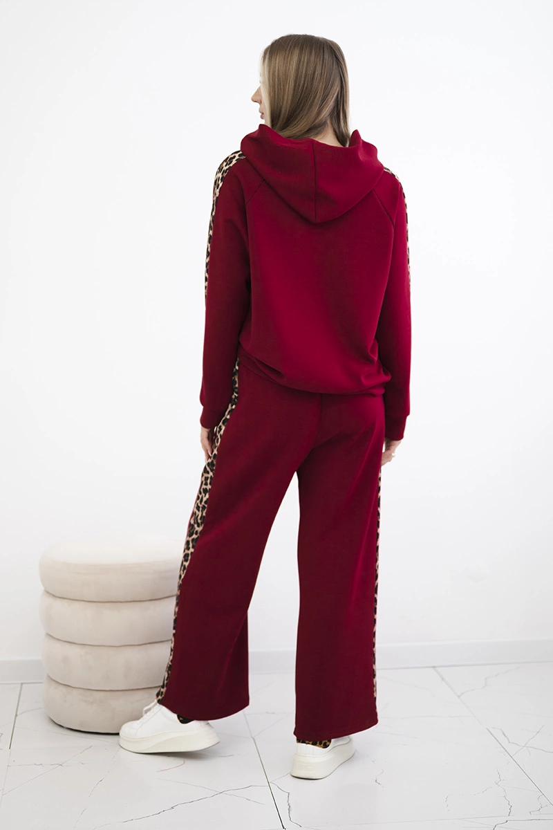 Kesi Włoski Viscose set with leopard stripes burgundy