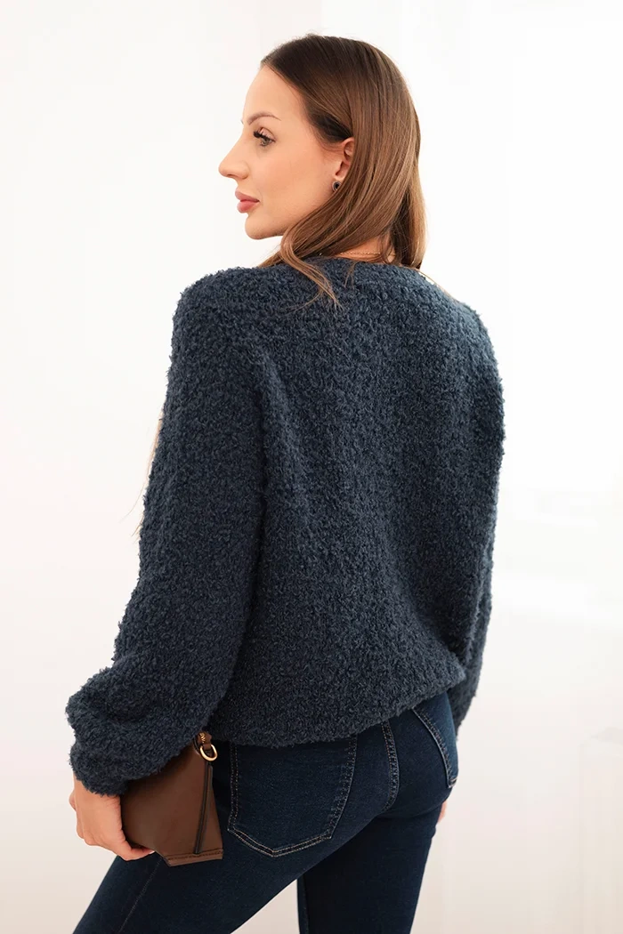 Kesi Włoski Women's sweater made of soft mohair navy blue