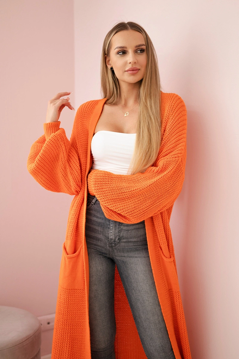 Włoski Sweater long cardigan orange