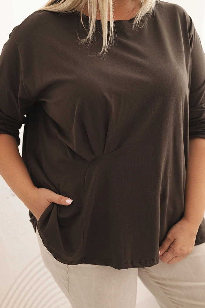 Kesi Włoski Dámska blúzka Plus Size z bavlnou s vreckom a zrolovaným rukávom kiwi