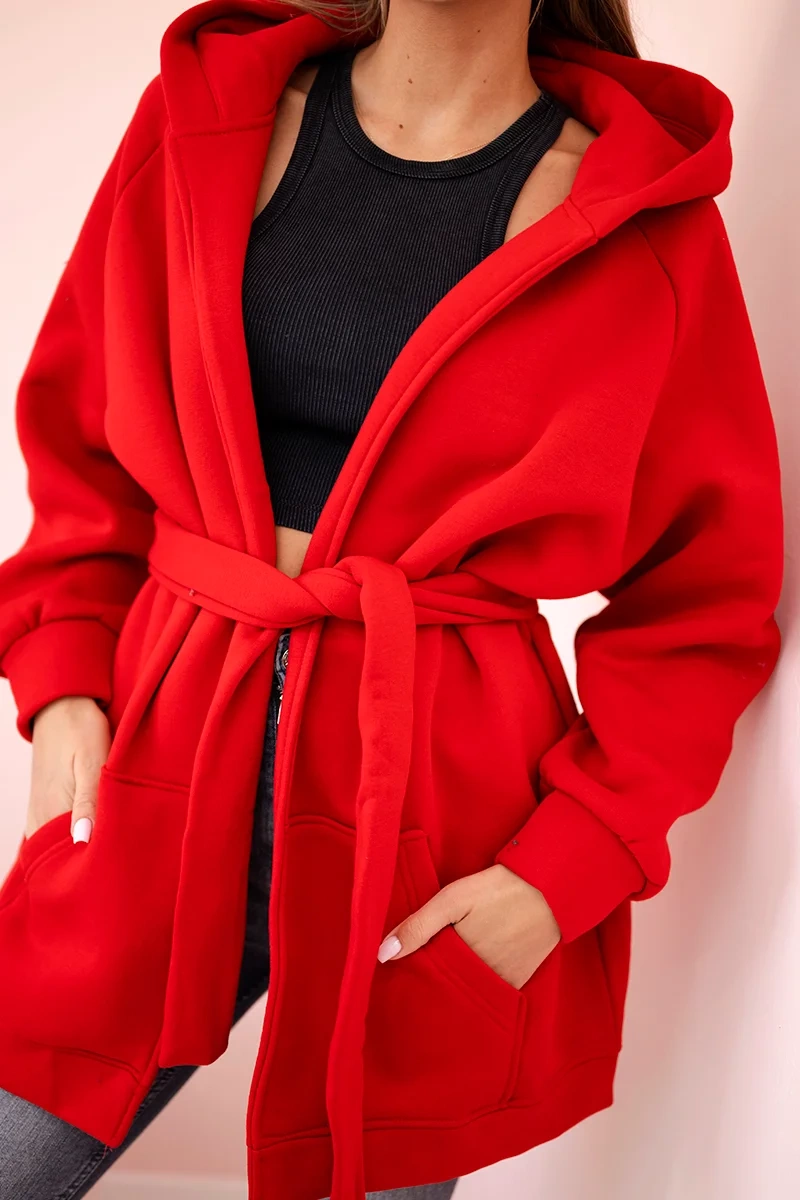 Insulated cape with waist tie red