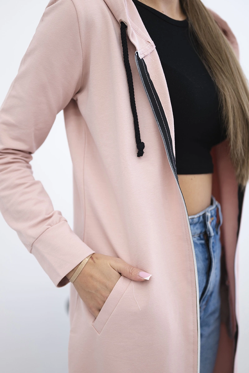 Women&#039;s long hoodie Kesi - powder pink